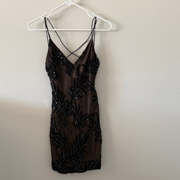 Black Sequin Sheer Dress - Picture 2 of 3